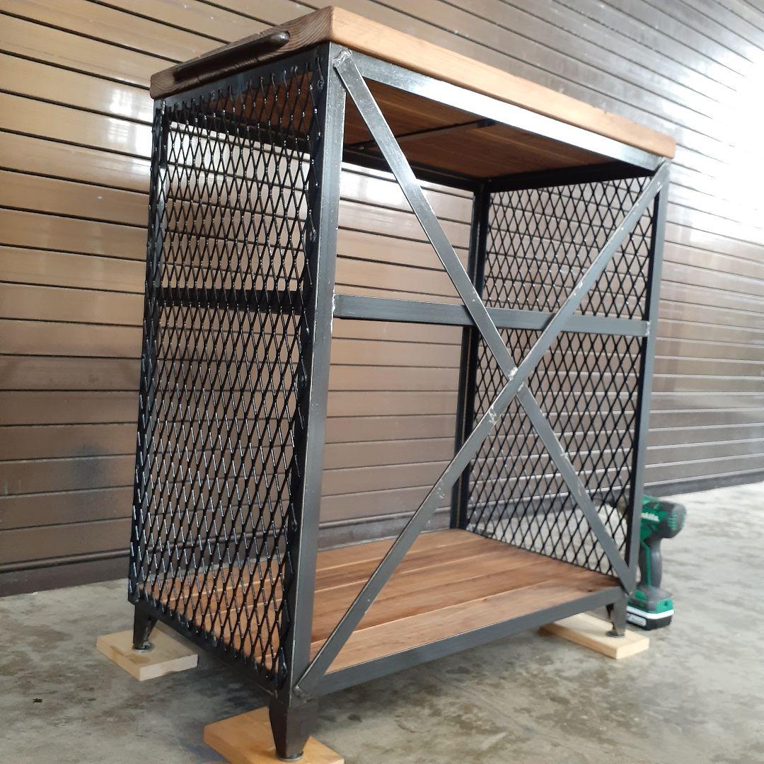 アイアン　シェルフ　ラック　インダストリアル　ハンドメイド　シューズラック　男前