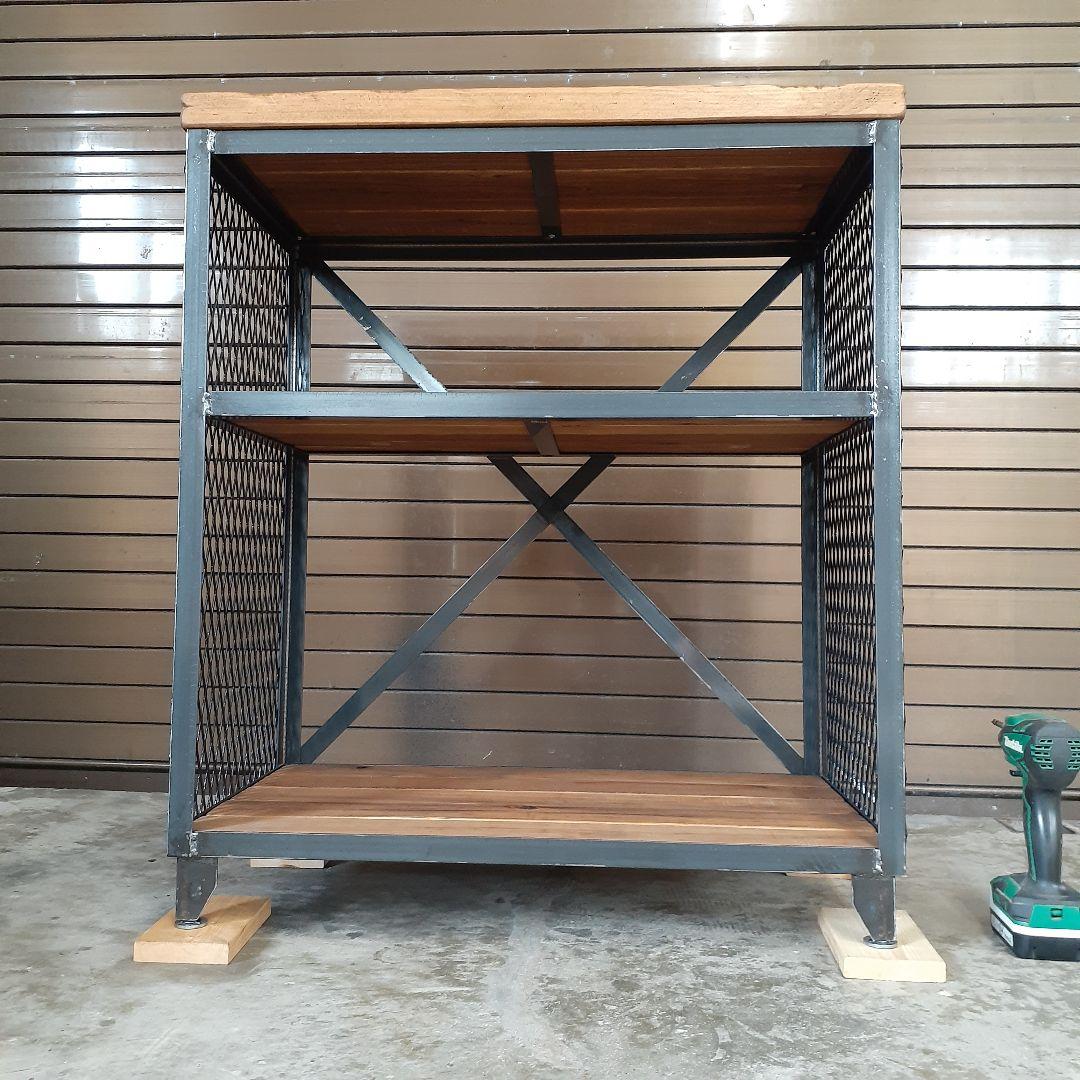 アイアン　シェルフ　ラック　インダストリアル　ハンドメイド　シューズラック　男前