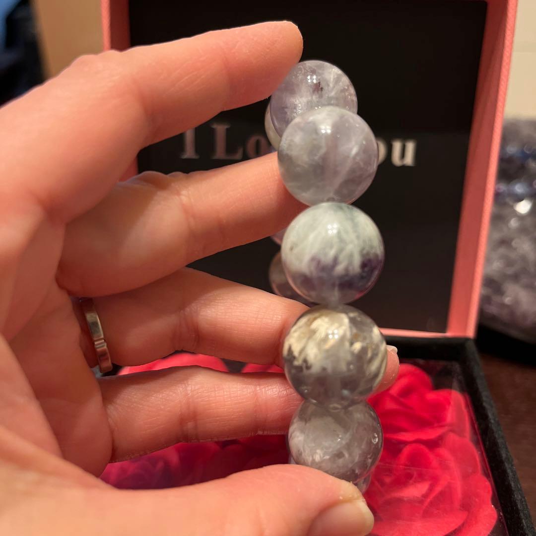 天然石ブレスレット　エンジェルフェザーフローライト　超大玉