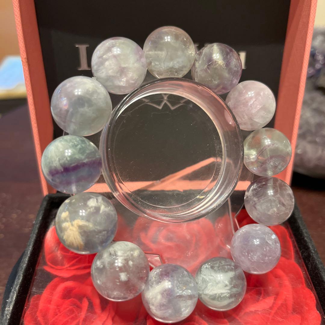 天然石ブレスレット　エンジェルフェザーフローライト　超大玉