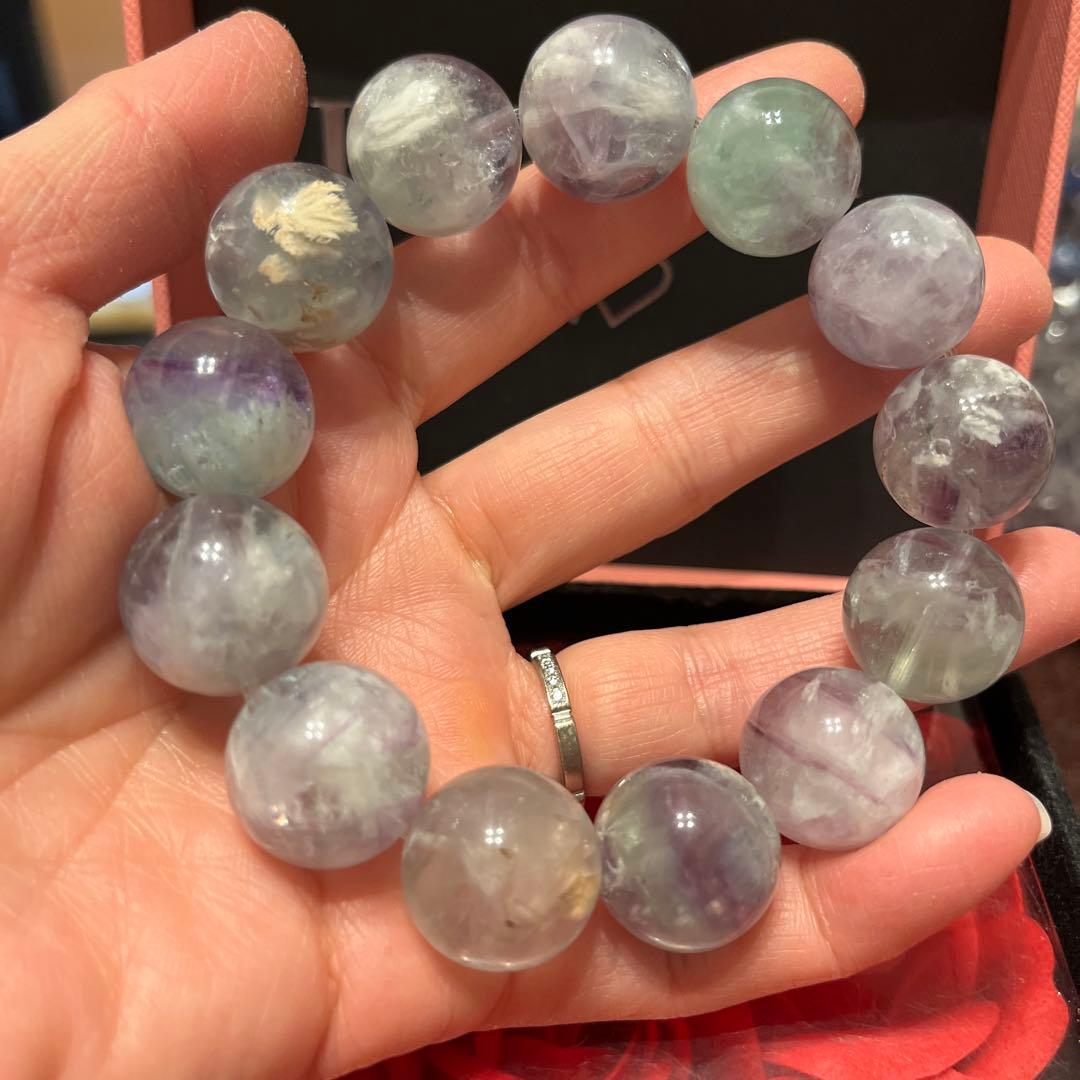 天然石ブレスレット　エンジェルフェザーフローライト　超大玉