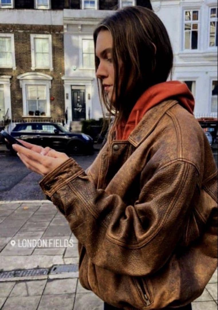 やは✨00s A2 leather jacket brown y2k