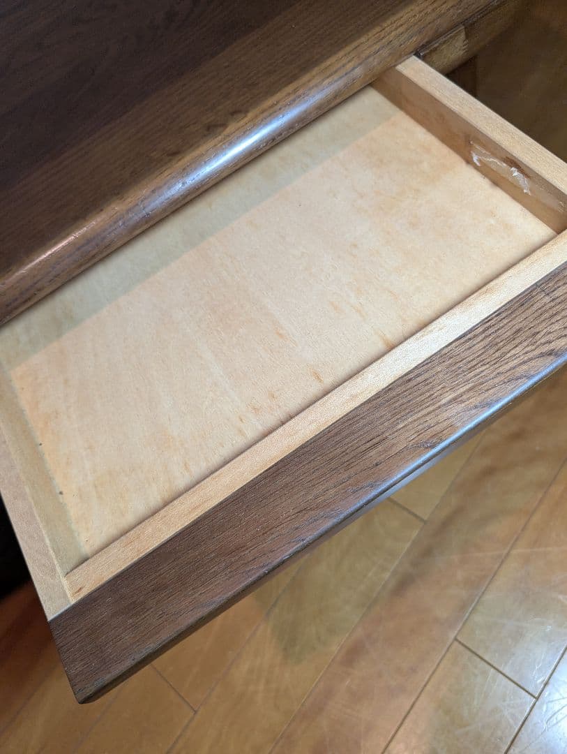 《送料込》カリモク 天然木ローテーブル デスク 引き出し付 ブラウン センター