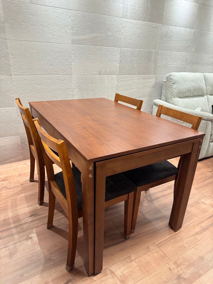 【送料込み】タンスのゲン 伸長式ダイニングテーブルセット