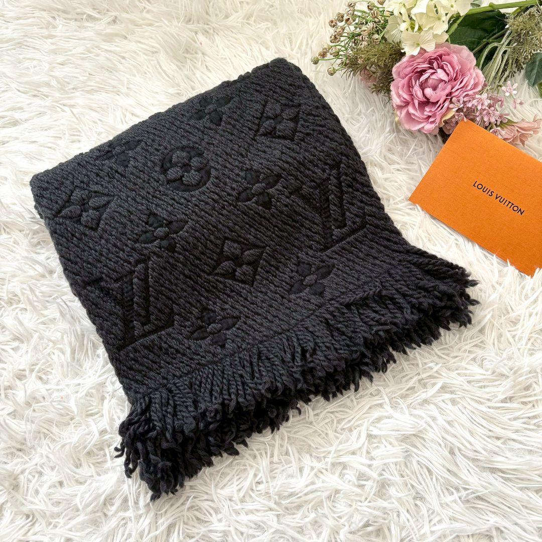 【美品✨】ヴィトン　エシャルプロゴマニア　マフラー　ダークグレー