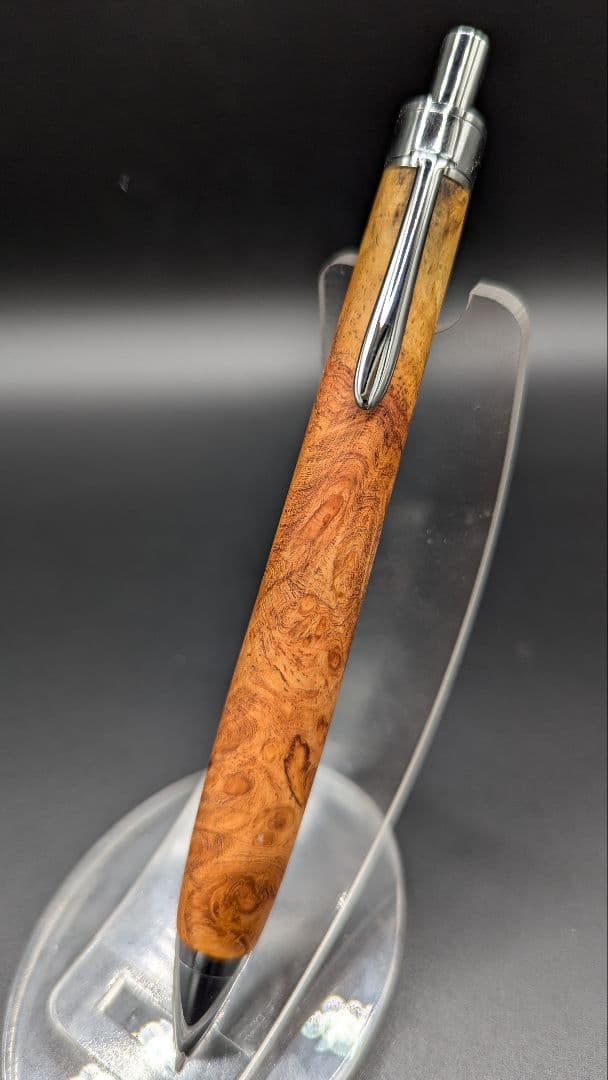 315ペン工房翌檜　花梨　紅白　源平　瘤杢　木軸シャーペン　ボールペン