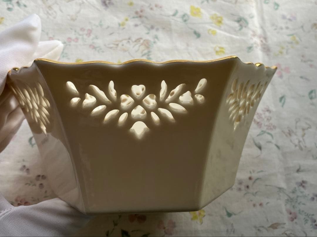 レノックス ビンテージ 金彩 ハート透かし 大小二個セット ギフトボックス入り