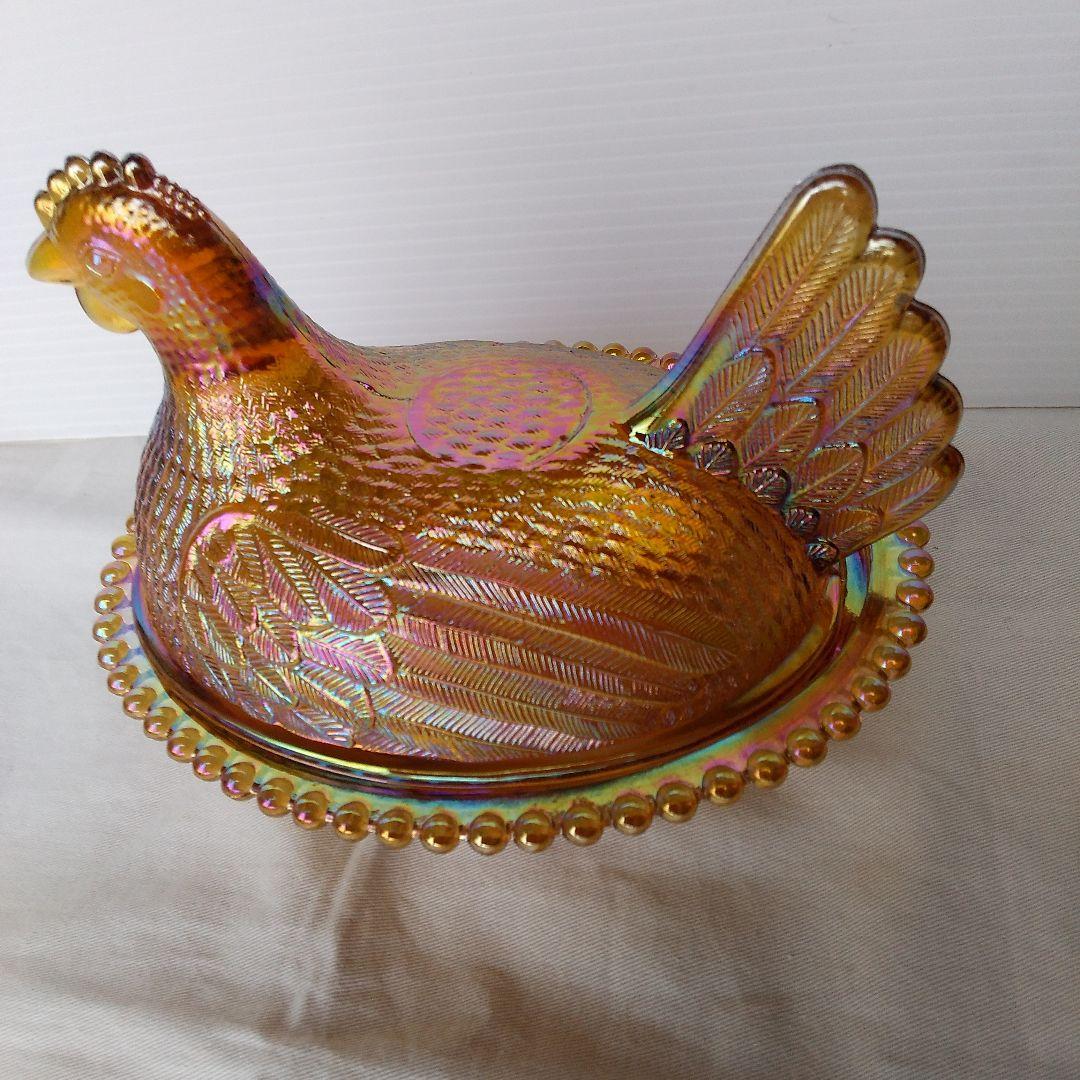 ビンテージ インディアナゴールド ウランガラス チキン