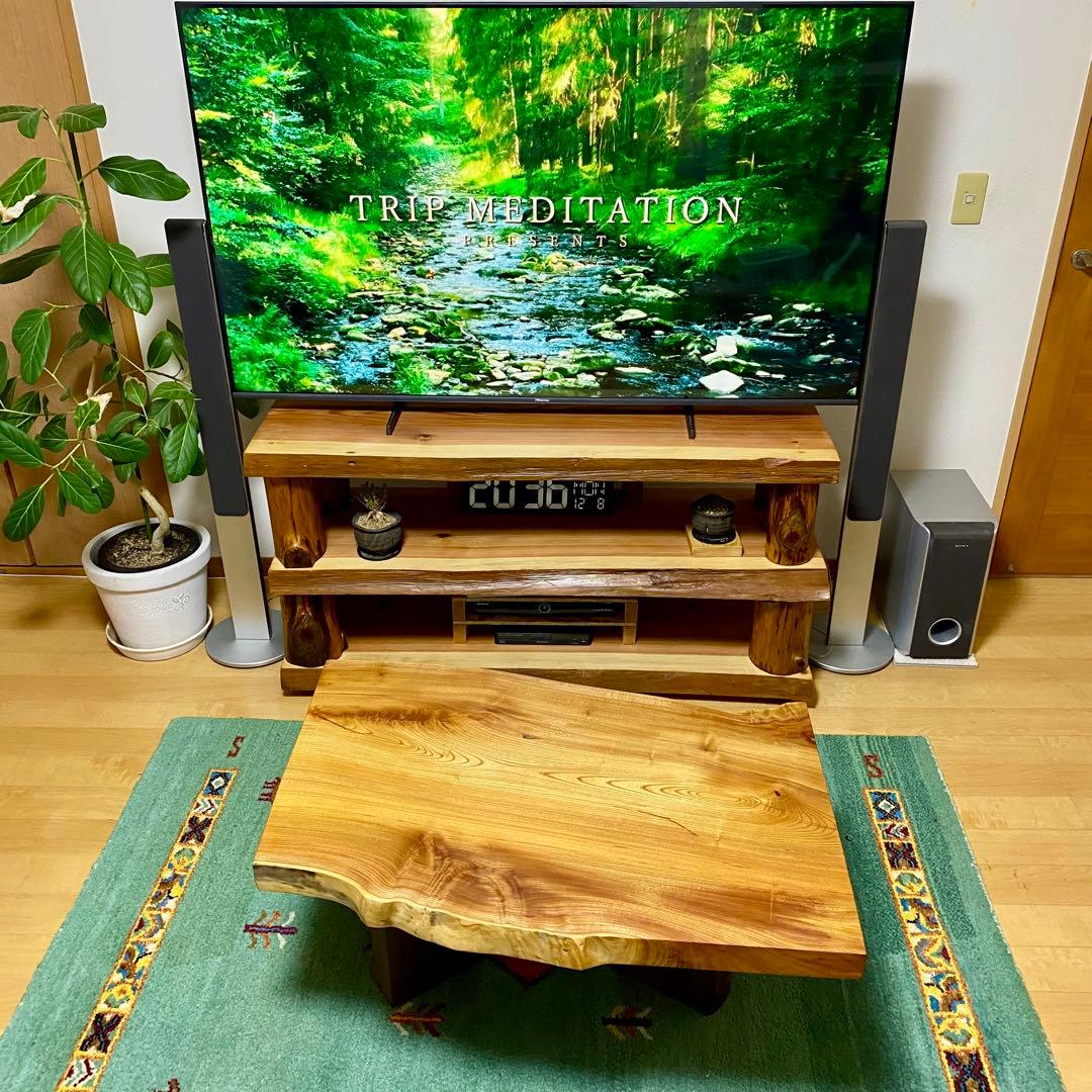 【週末セール】一枚板　欅　天然木　テーブル 無垢　けやき　103