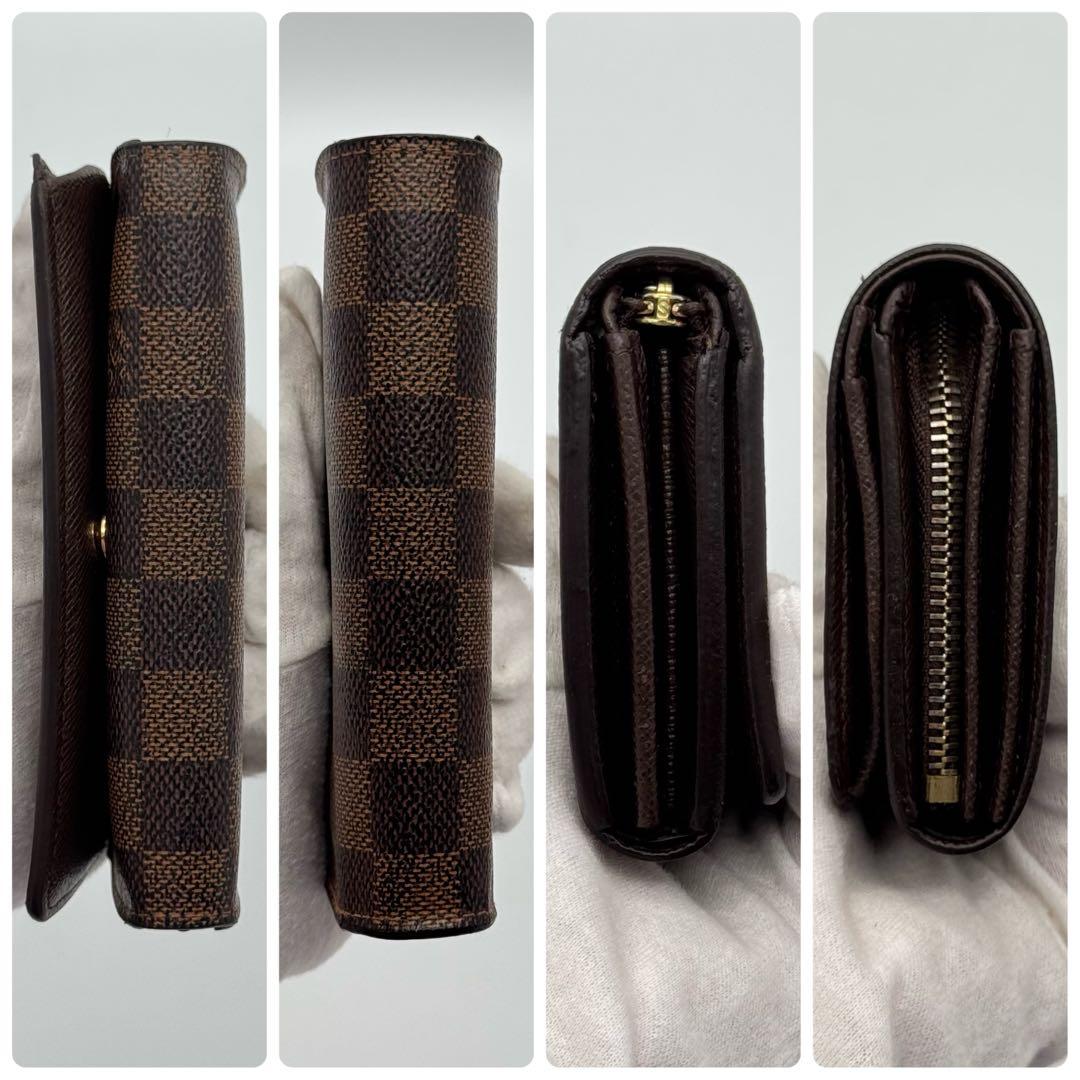 【新型・美品】ルイヴィトン　ダミエ・エベヌ　ポルトフォイユ・トレゾール　折り財布