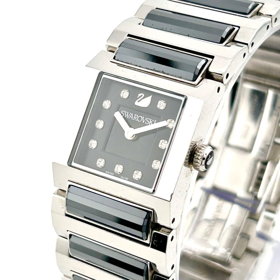 【美品】スワロフスキー　クォーツ　腕時計　シルバー　1047348