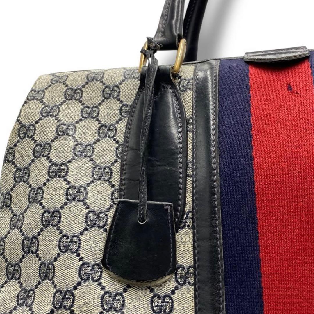 【良品】グッチ シェリーライン ボストン バッグ 00s メンズ ビンテージ