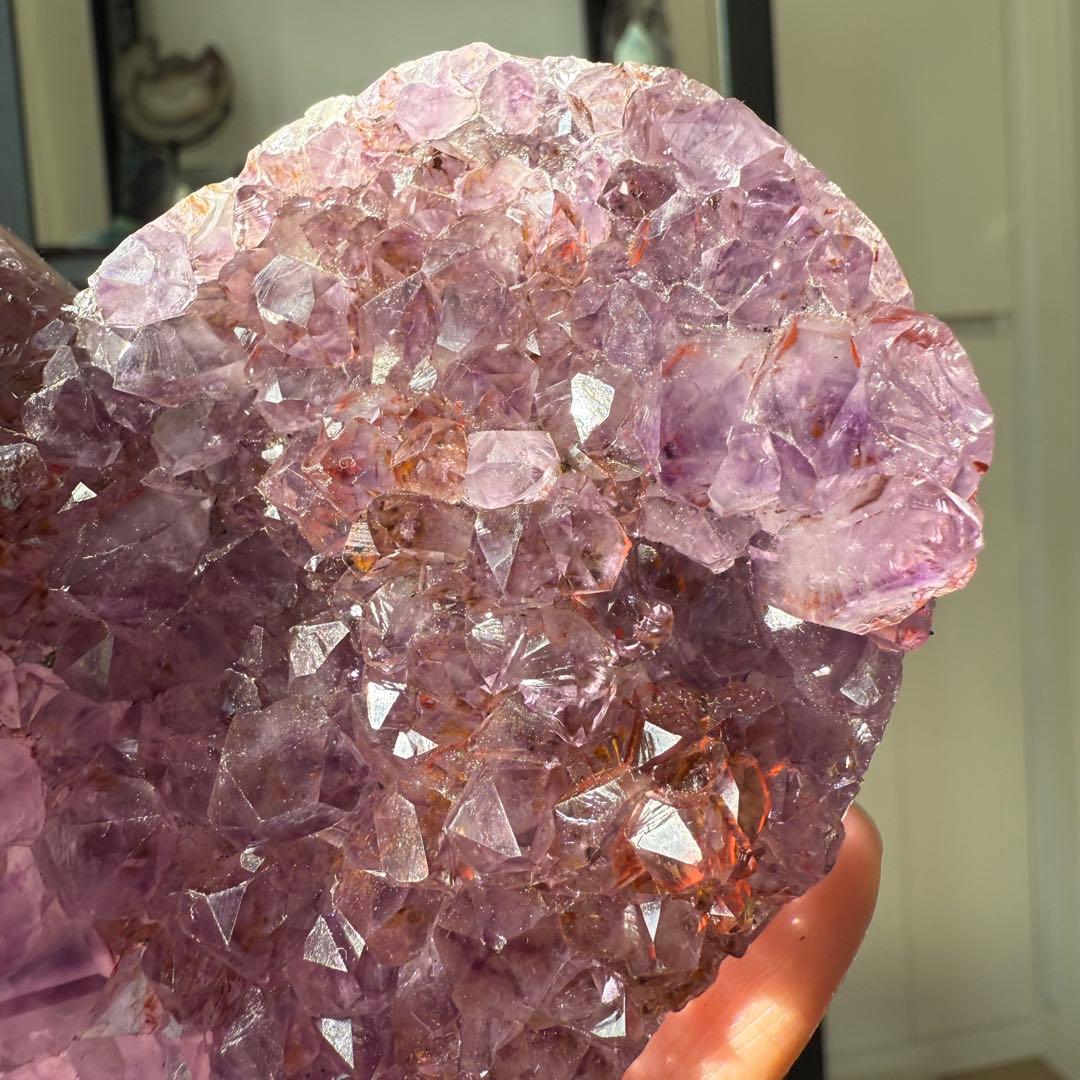 天然石タイチンルチルクォーツ共生アメジストのハート　置物NO.010913