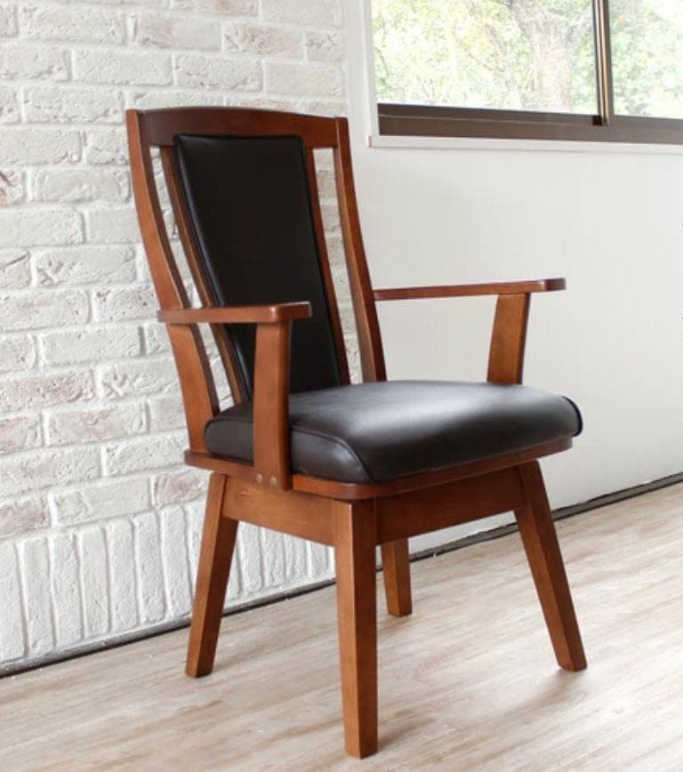 CRS　回転式ダイニングチェア　1脚　ブラウン　アームチェア　肘付