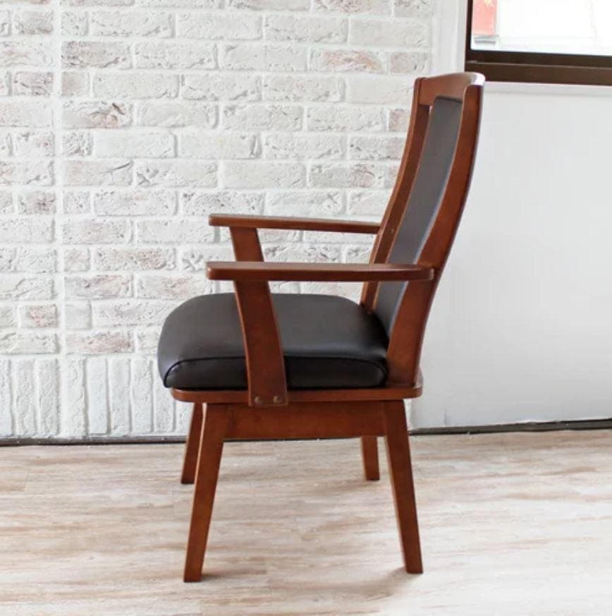 CRS　回転式ダイニングチェア　1脚　ブラウン　アームチェア　肘付