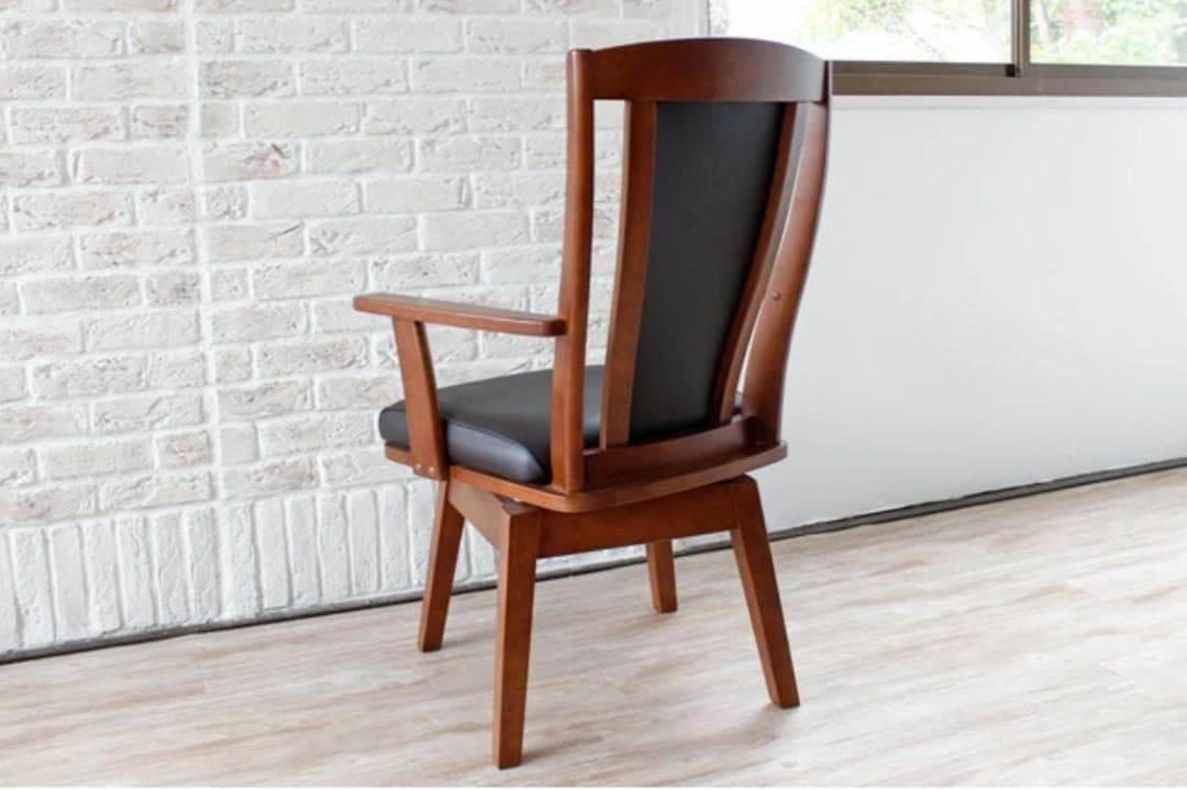 CRS　回転式ダイニングチェア　1脚　ブラウン　アームチェア　肘付