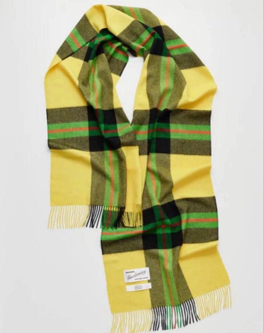 MAGNIBERG マグニバーグ　マフラー　チェック　イエロー　ベビーアルパカ