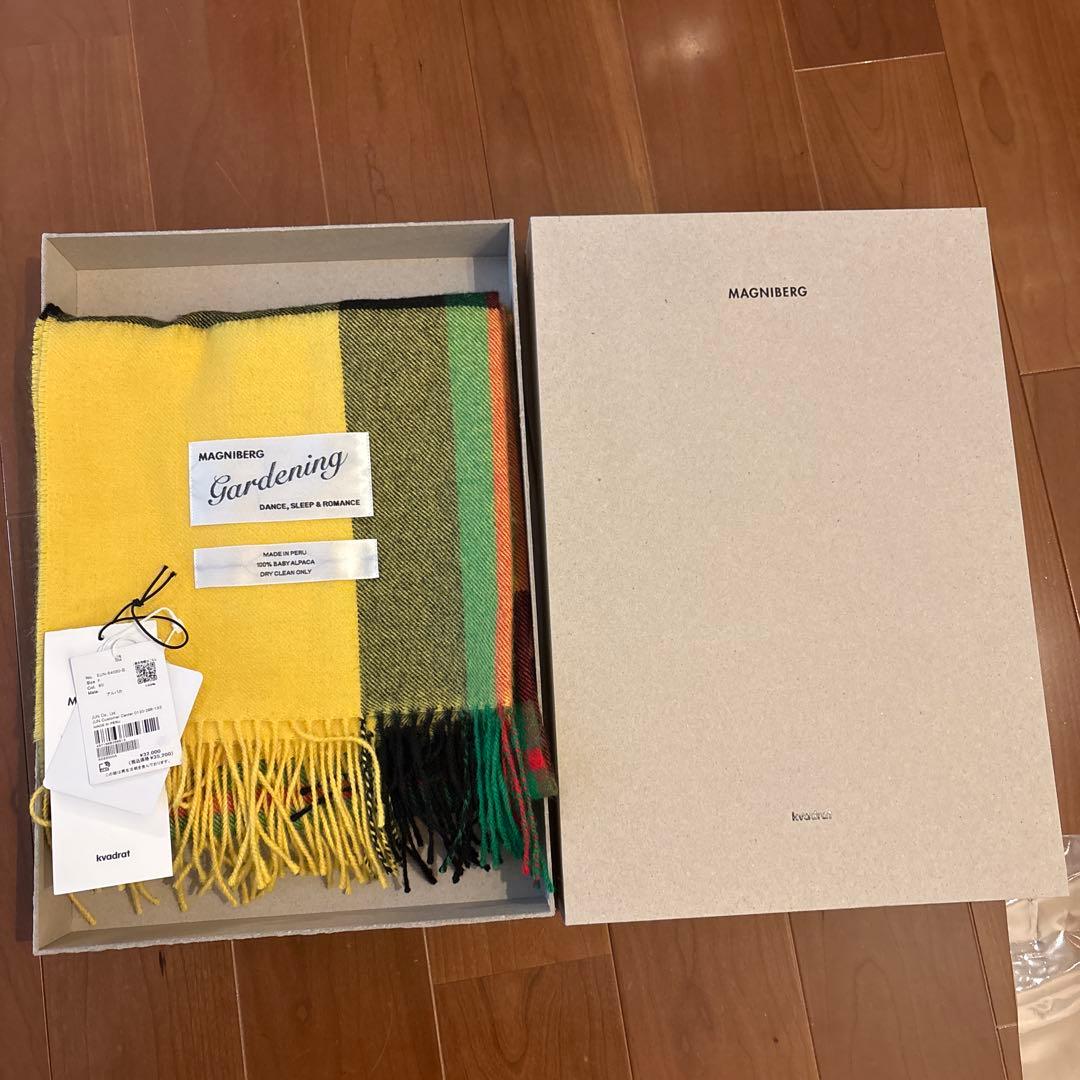 MAGNIBERG マグニバーグ　マフラー　チェック　イエロー　ベビーアルパカ