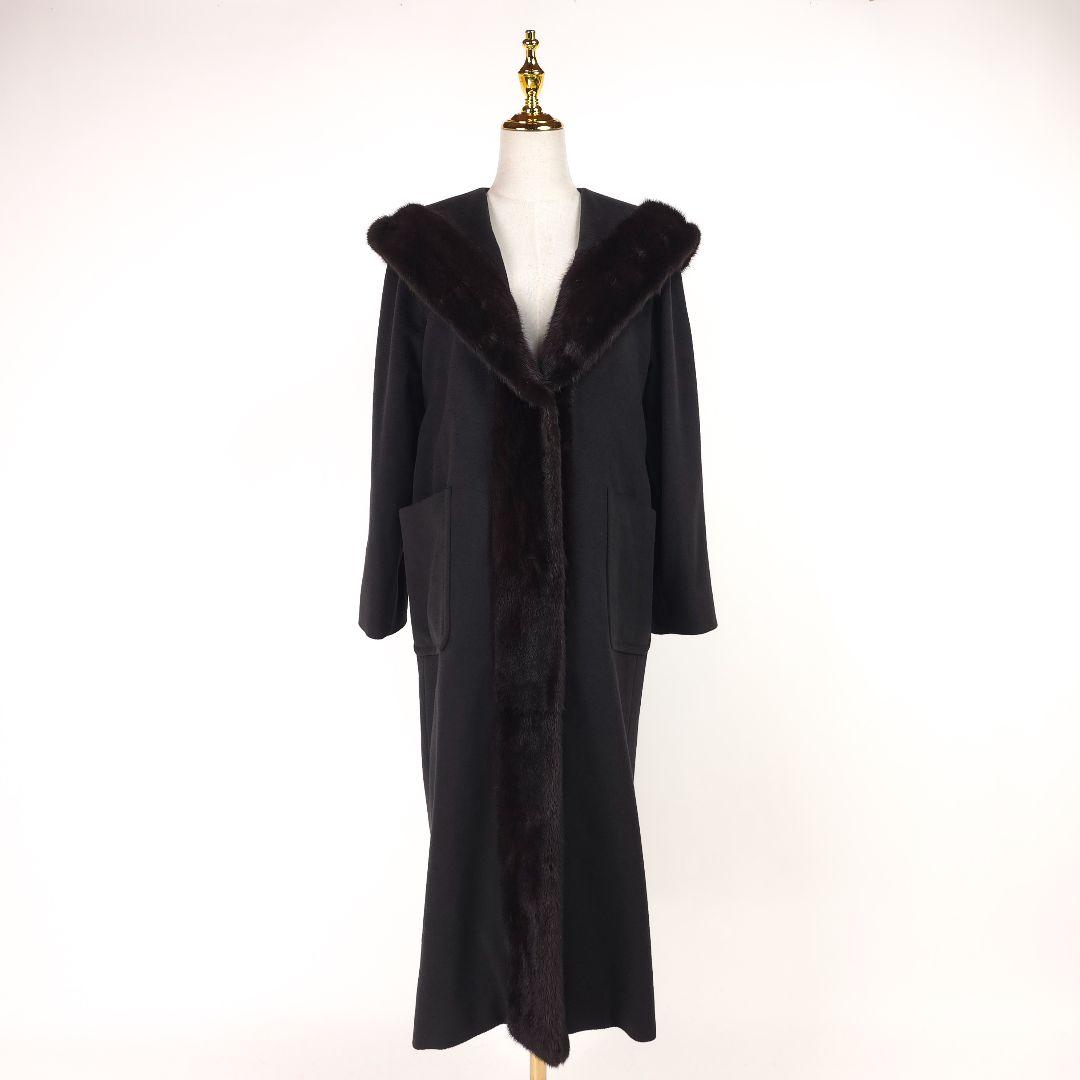 【新品同様】マックスマーラ ピュアカシミヤ ミンクファー フード コート 36