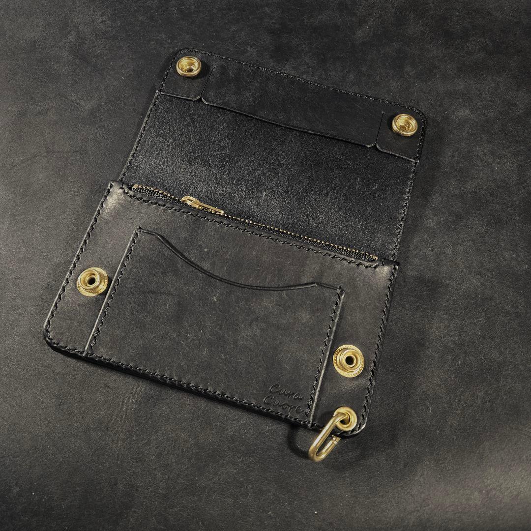 285ミドル トラッカーウォレット イタリアンレザーMARGOT【ブラック】