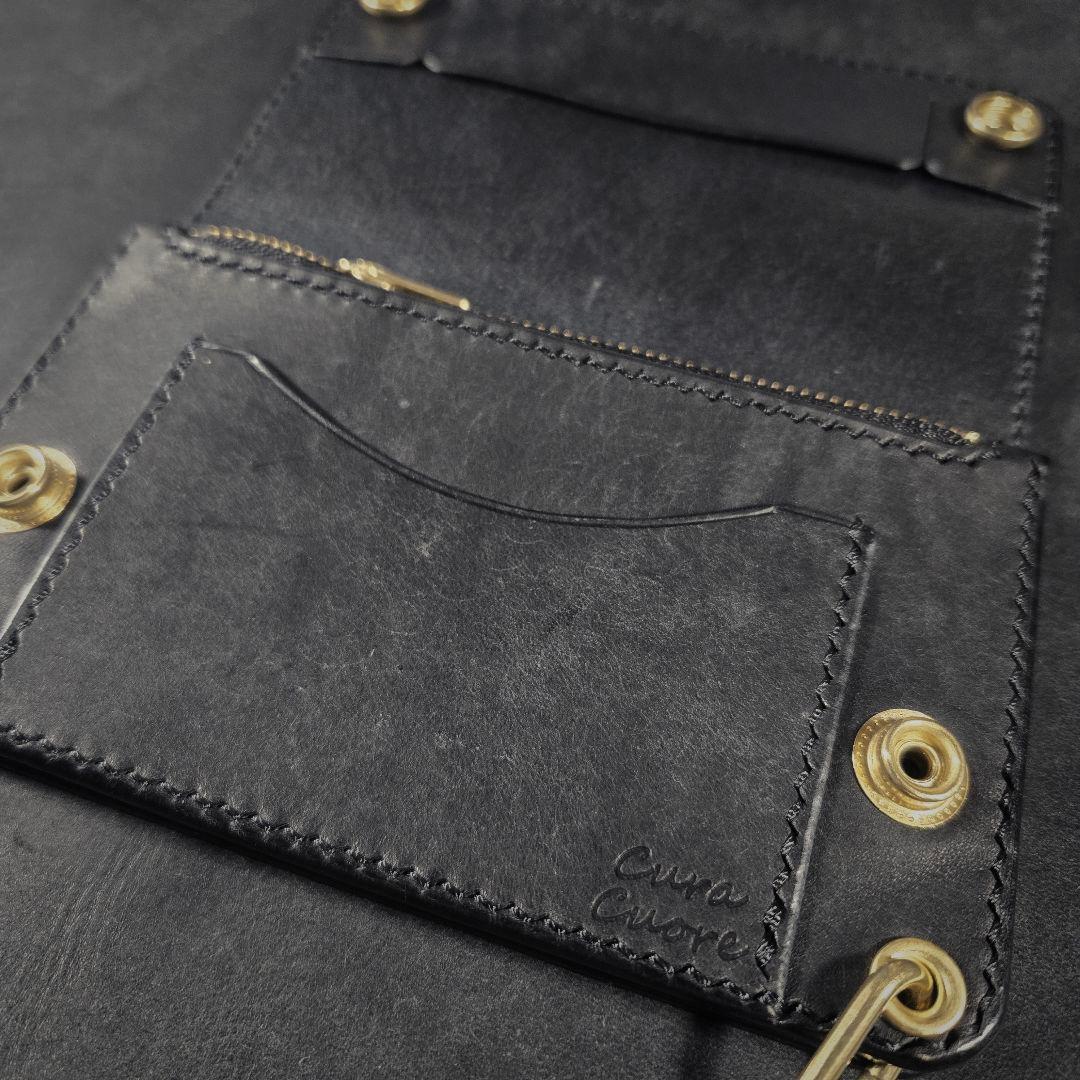 285ミドル トラッカーウォレット イタリアンレザーMARGOT【ブラック】