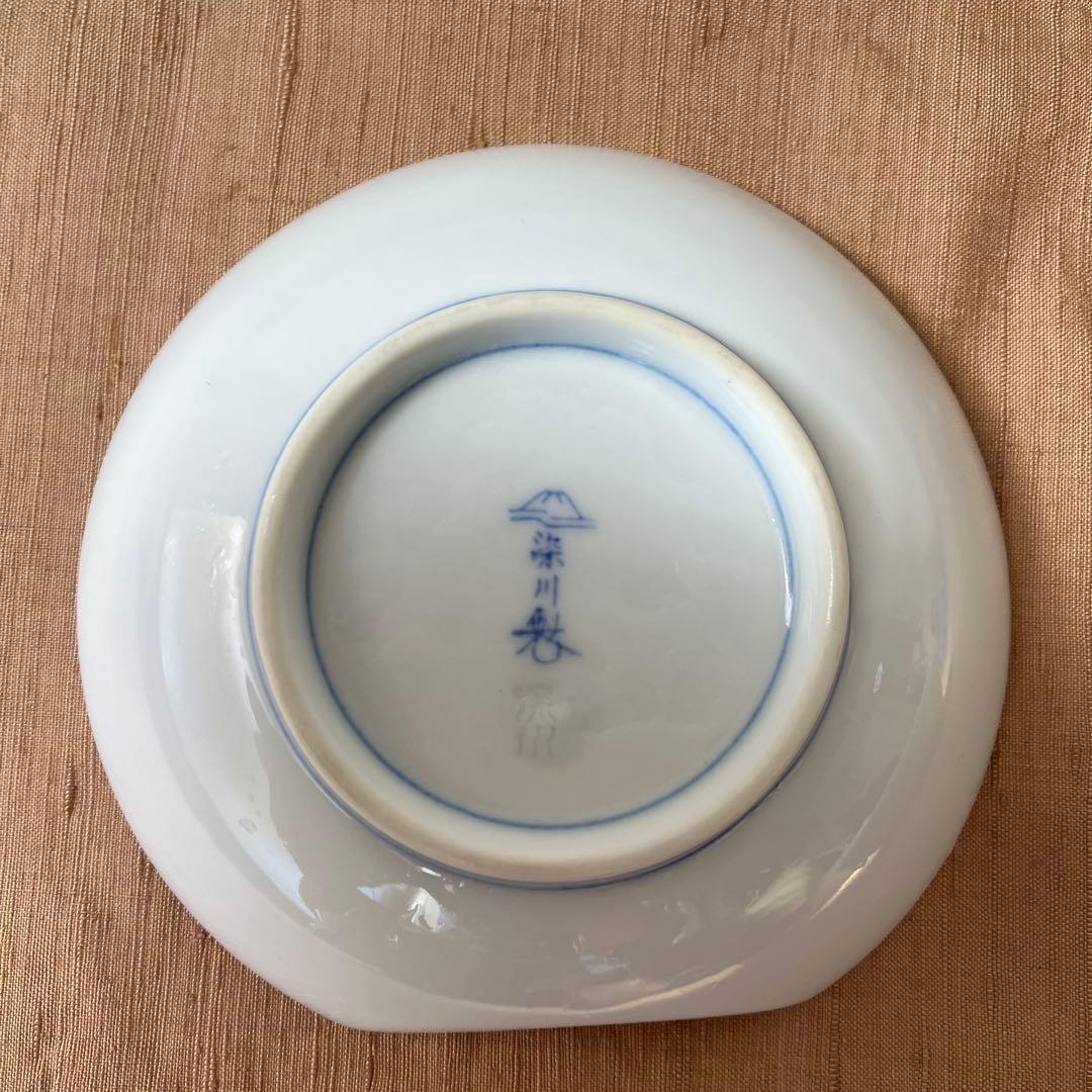 (希少) 深川製磁　古代バラ　半月皿　小皿　2枚　古代薔薇　手書き　有田焼