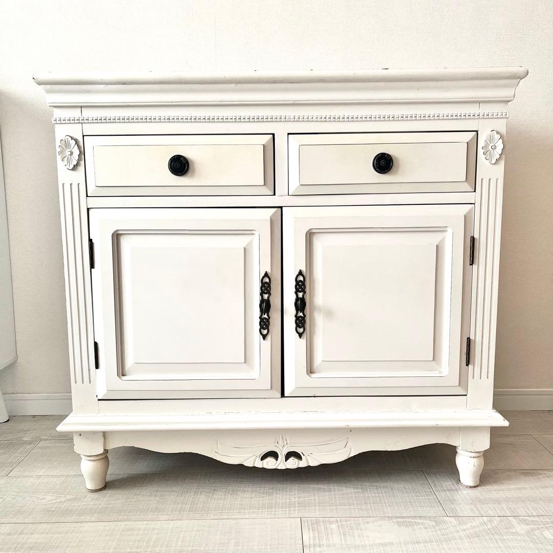 ロココ調 アンティーク ホワイトクラシック キャビネット