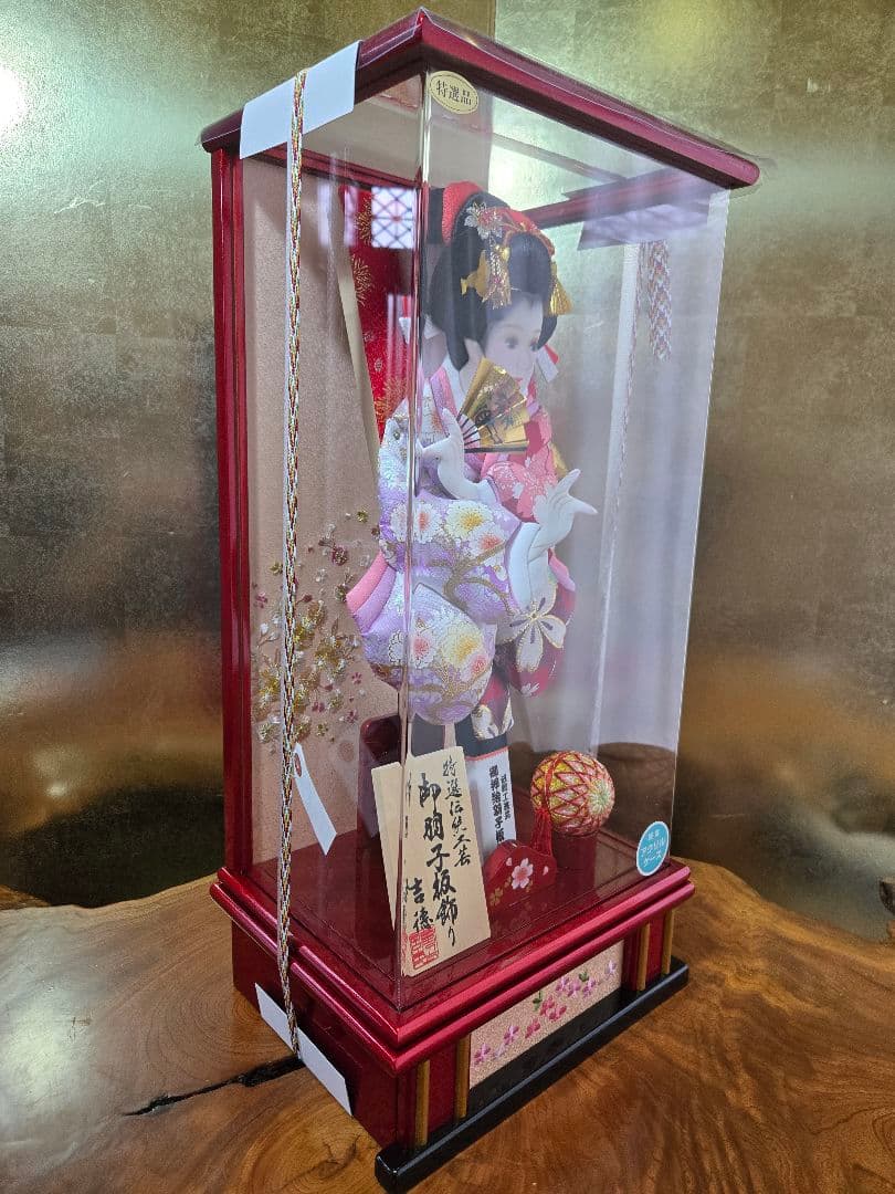【一点限り】正月飾り　羽子板　ケース飾り オルゴール付き　H51