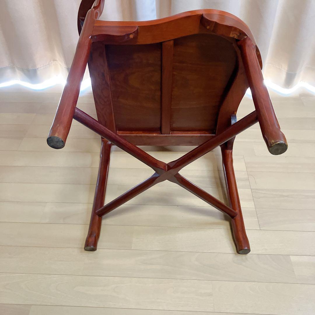 専用】　　　　　　【ビンテージ】唐木調 透かし彫り アームチェア 無垢材