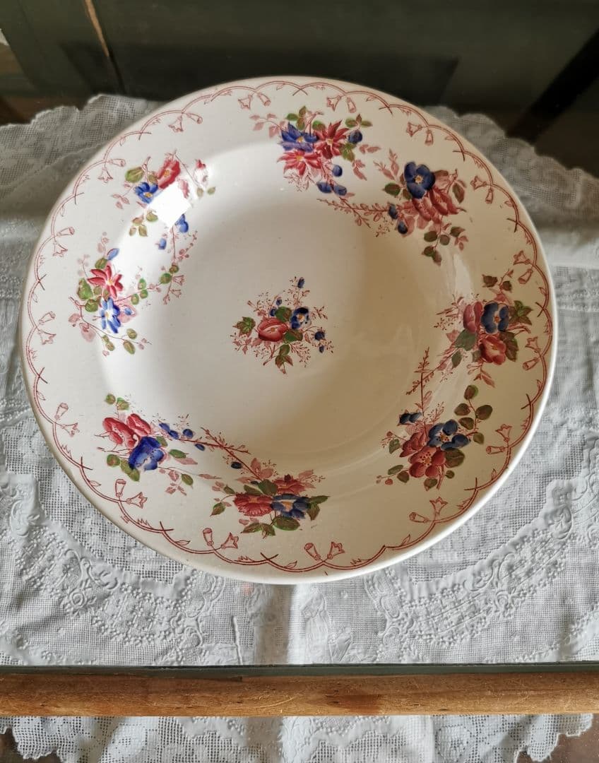 アンティーク サルグミンヌ 花柄φ24.3㌢ディープ大皿 美しい深皿３枚セットβ