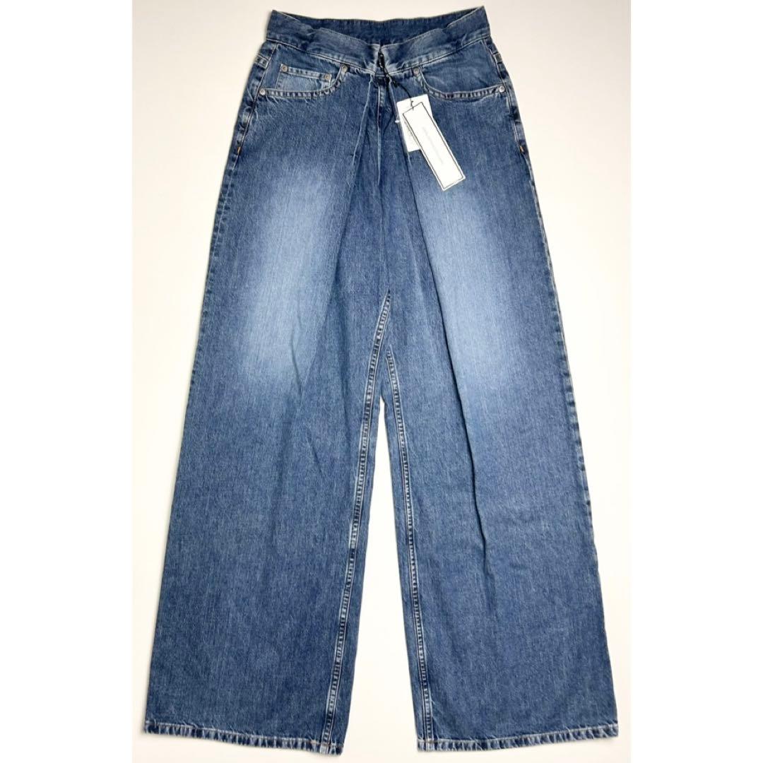 【未使用】ジョンローレンスサリバン/ウォッシュド加工デニムワイドパンツ/Mサイズ