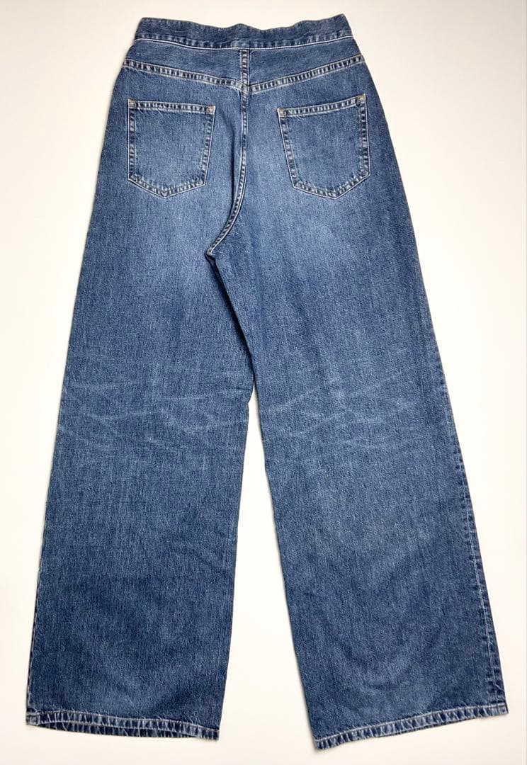 【未使用】ジョンローレンスサリバン/ウォッシュド加工デニムワイドパンツ/Mサイズ