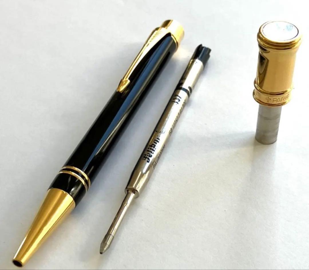 最終価格！英国製/重厚なブラック軸にダブル金環のパーカーデュオフォールドBP