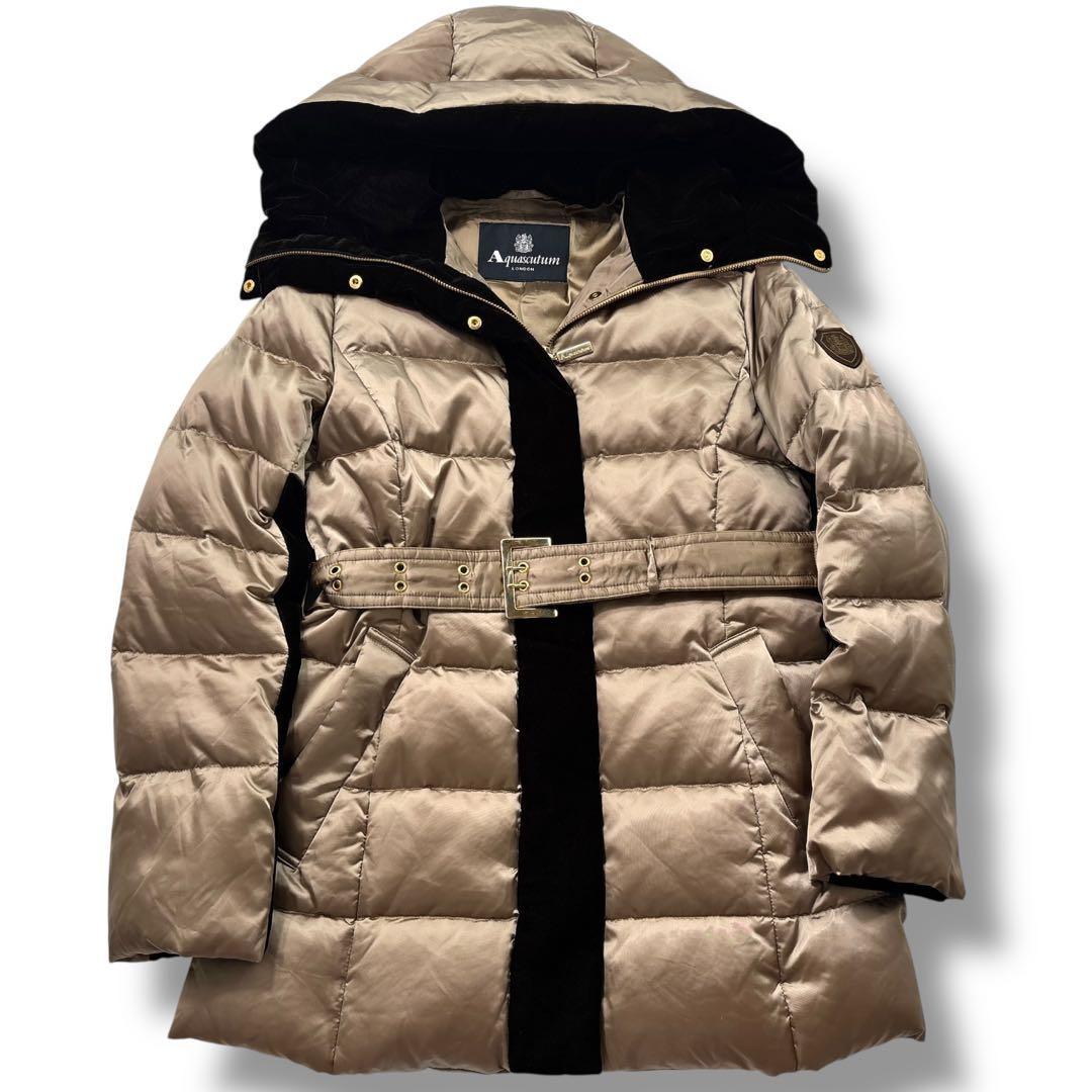 【極美品】Aquascutum アクアスキュータム ダウンコート ベルト　ベロア