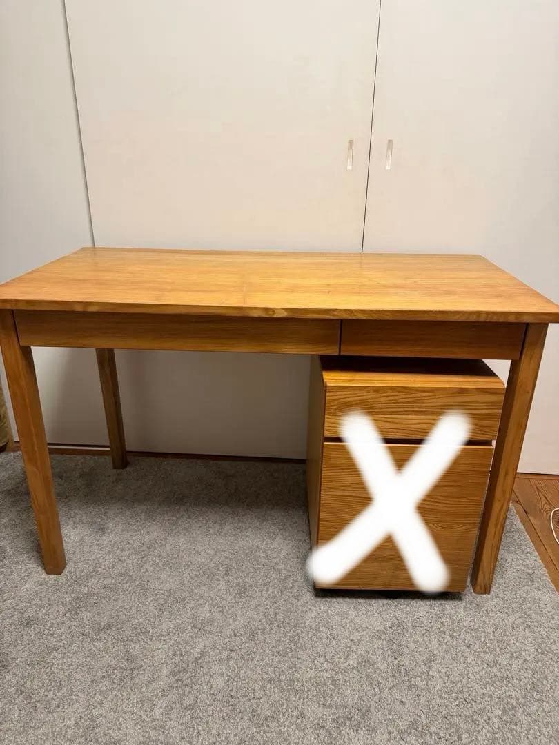 無印良品　タモ勉強机 引き出し付き　机のみ