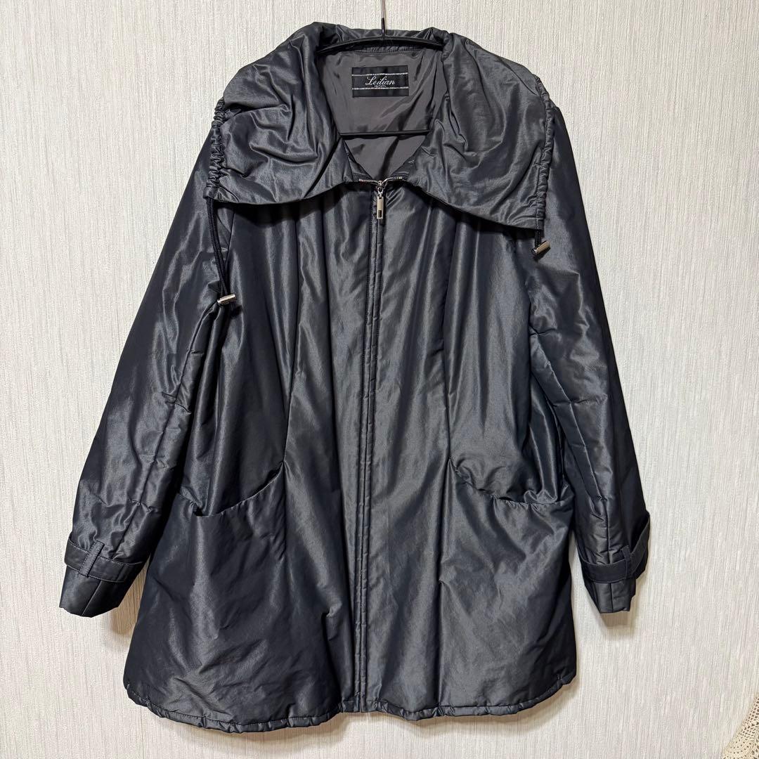 Leilian ブラック ロングコート　17号＋サイズ　Aライン　大きいサイズ