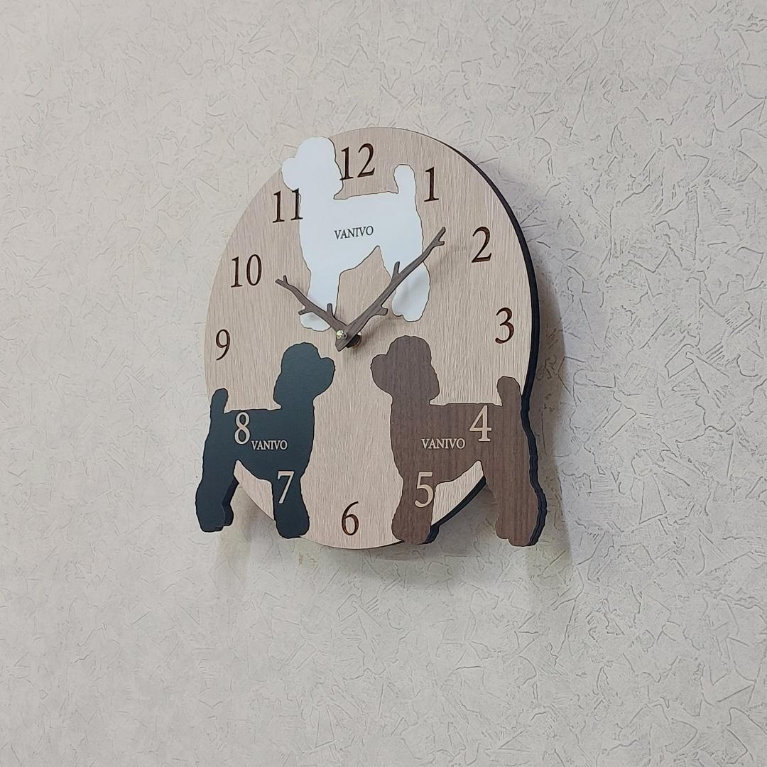 3匹の犬種が選べる特別デザイン｜オーダーメイド木製掛け時計