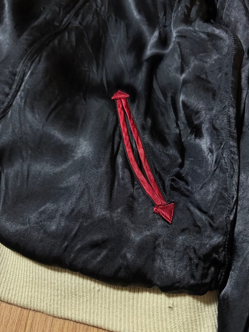 豪華刺繍 花旅楽団 別珍 サテン リバーシブル スカジャン Lサイズ ブラック