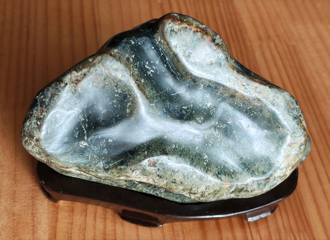 天然石 水石 木製台座付き