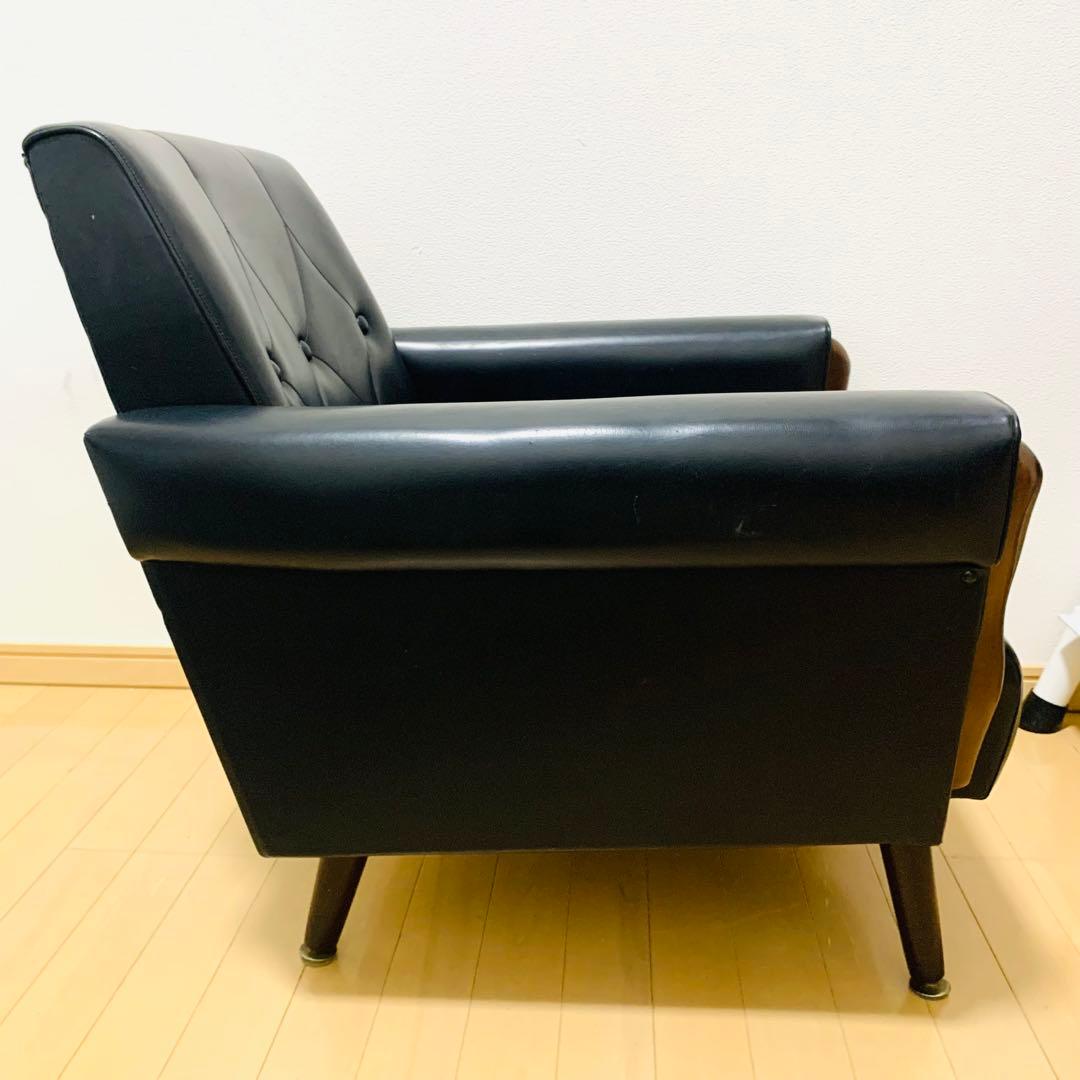 ヴィンテージ 1人がけソファー レトロ 大きめ ふかふか ひじ掛け レザー