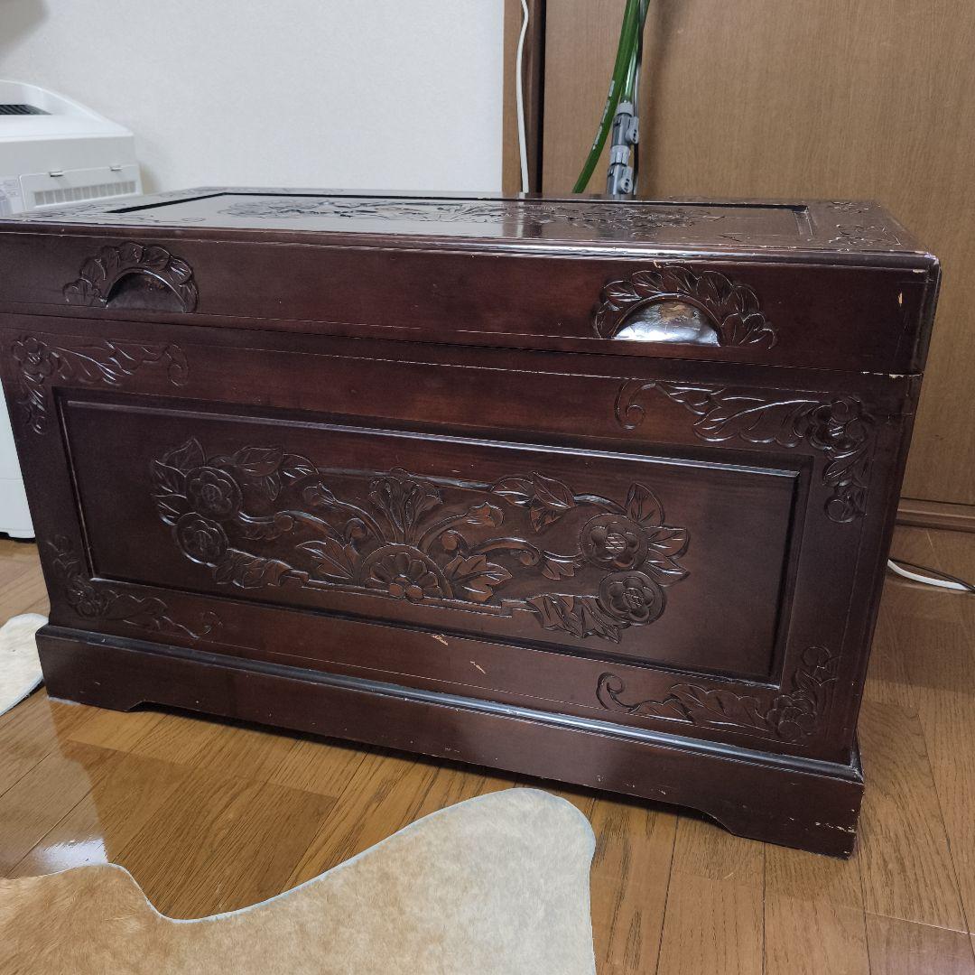 アンティーク木製ベンチ収納 中国 工芸品 玄関収納