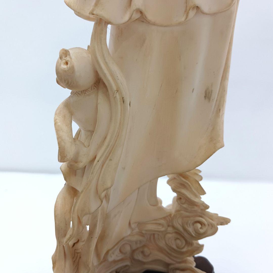 Y2293-2 高級彫刻 観音像 置物 細密彫刻 総重量365.7g　ten