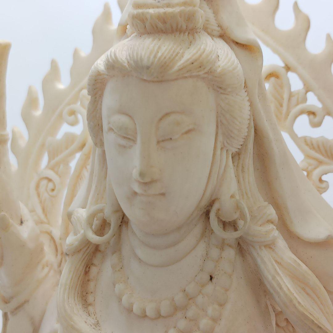 Y2293-2 高級彫刻 観音像 置物 細密彫刻 総重量365.7g　ten