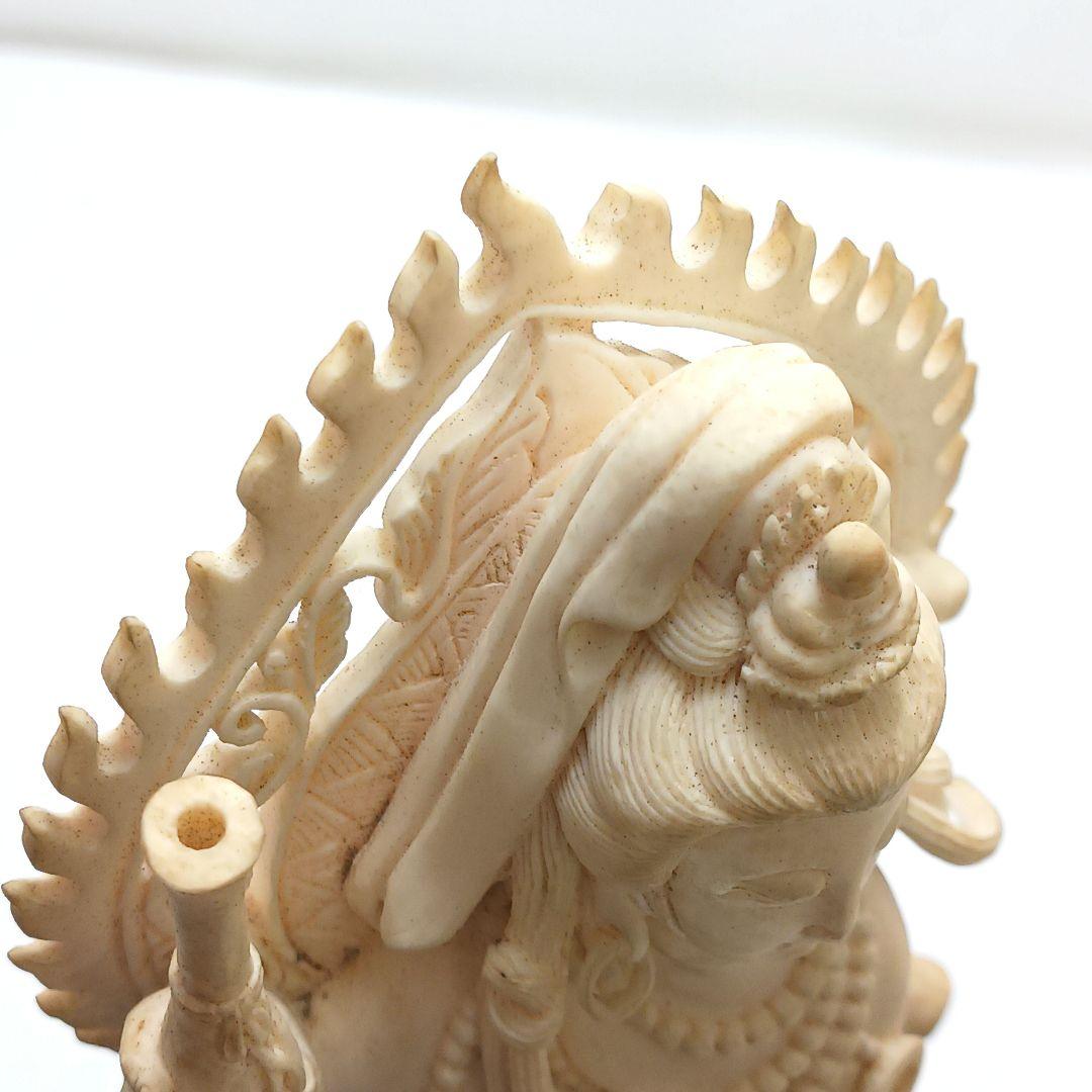 Y2293-2 高級彫刻 観音像 置物 細密彫刻 総重量365.7g　ten