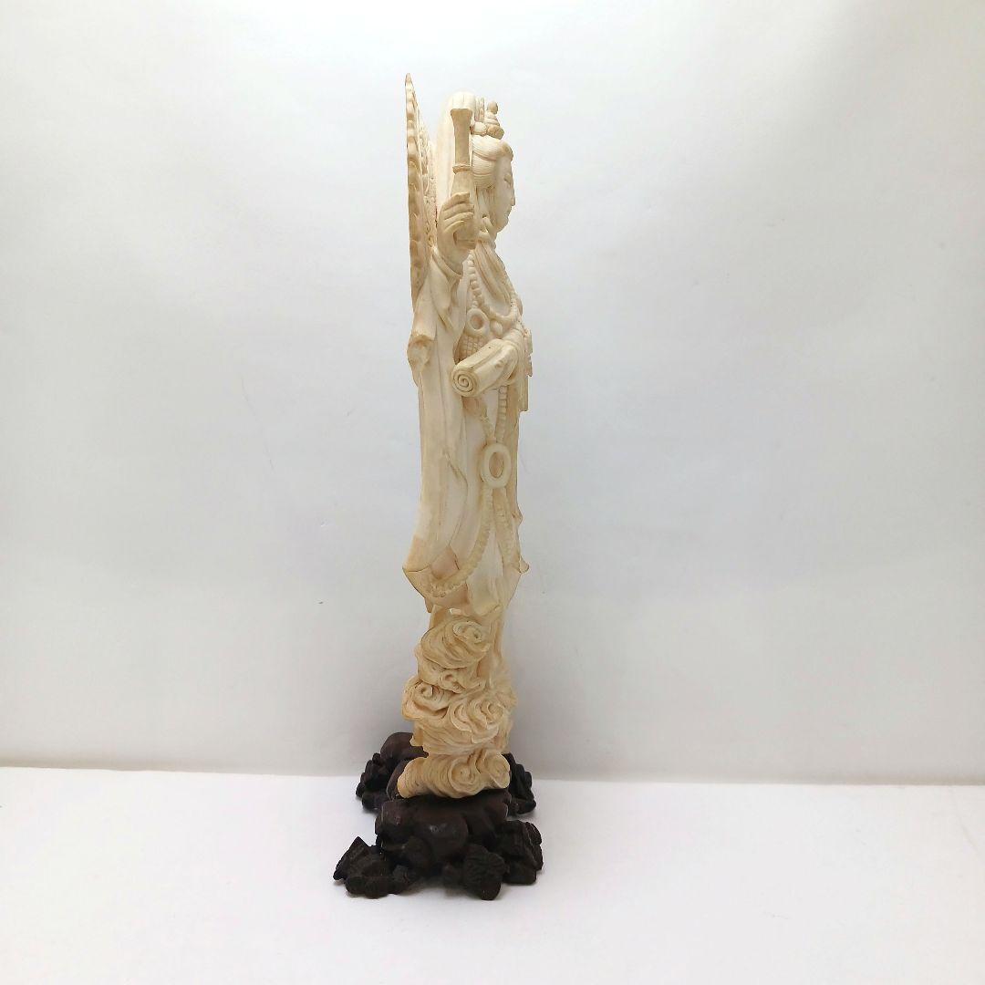 Y2293-2 高級彫刻 観音像 置物 細密彫刻 総重量365.7g　ten
