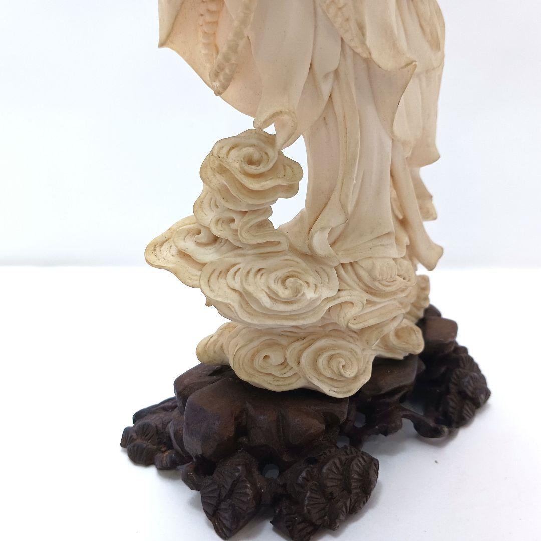 Y2293-2 高級彫刻 観音像 置物 細密彫刻 総重量365.7g　ten