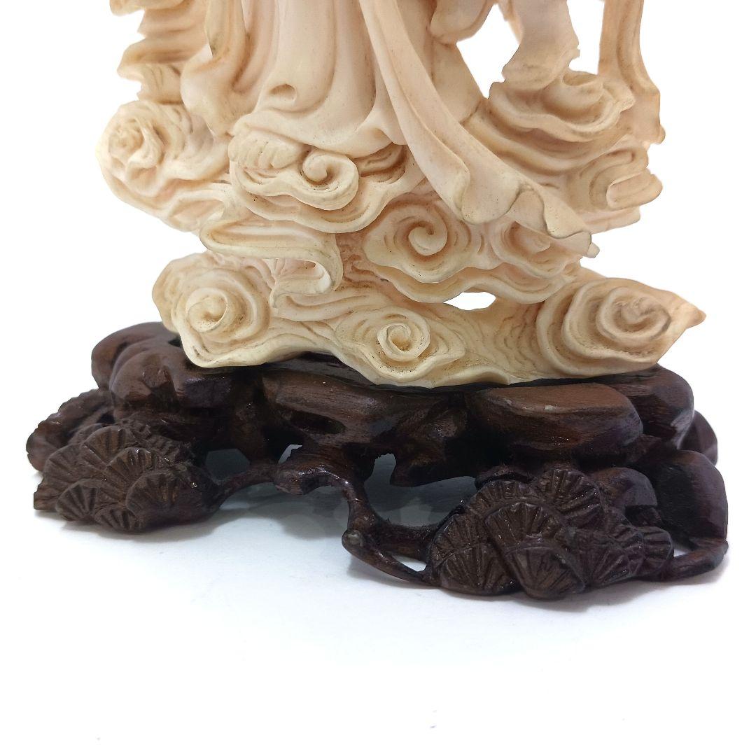 Y2293-2 高級彫刻 観音像 置物 細密彫刻 総重量365.7g　ten