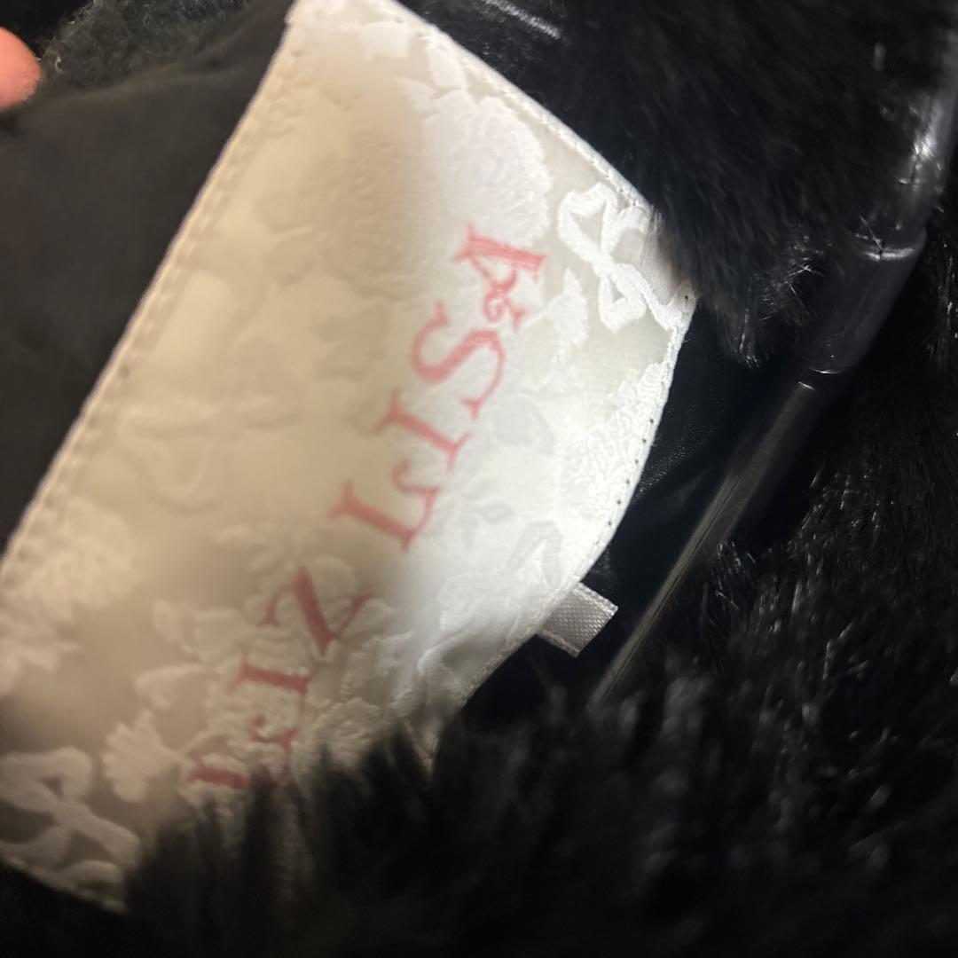 LIZLISA ビジュー リボン ショート フードコート 黒