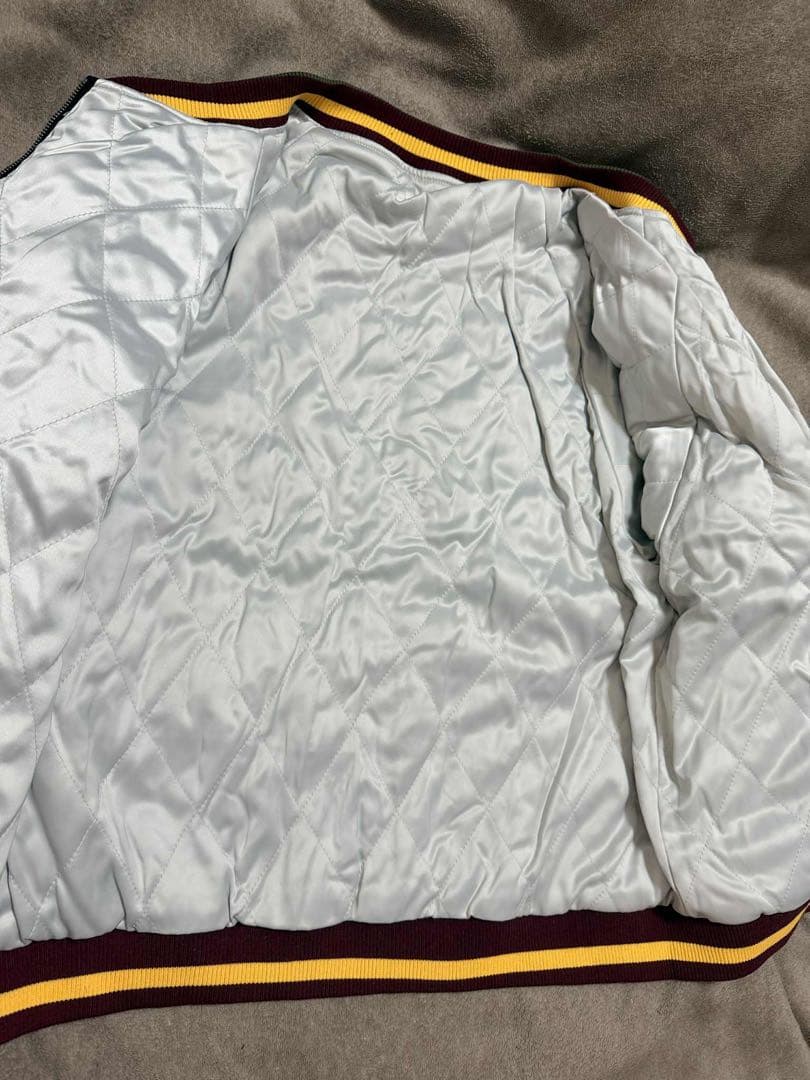 ２面用 未使用 別珍 日本地図 鶴 スカジャン unisex 美品 サテン