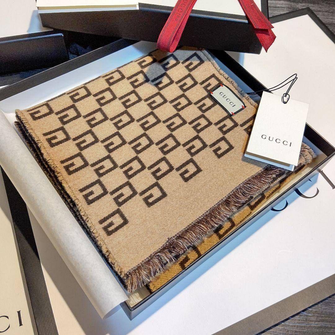 ❤新品箱袋付❤GUCCI マフラー ストール ショール スカーフ❤ブラウン❤